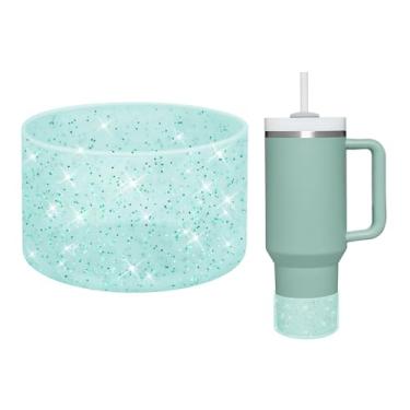 Imagem de WUQID Bota protetora de silicone brilhante, compatível com Stanley Tumbler de 567 a 1,134 ml e garrafa de água Hydro Flask de 340 a 680 g e mais garrafas/copos inferior de 7 a 7,5 cm, a capa de manga