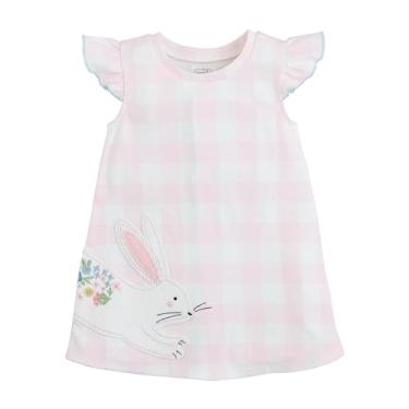 Imagem de Mud Pie Vestido camiseta xadrez para bebês meninas, rosa, 3-4 Anos