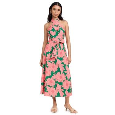 Imagem de Shoshanna Vestido salina de algodão floral floral feminino, Rosa peônia/verde primavera, 46