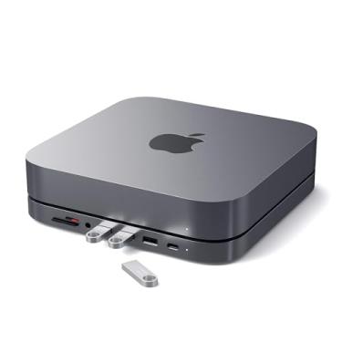 Imagem de Satechi Suporte e Hub Tipo-C de Alumínio - Porta de Dados USB-C, Leitores de Cartões Micro/SD, USB 3.0 e Jack - Para M2/ M1 Mac Mini, Mac Studio, 2020 & 2018 Mac Mini (Cinza Espacial)