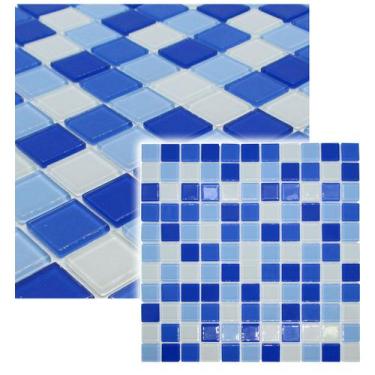 Imagem de Kit 11 Placa De Vidro Banheiro Piscina Azul Mescla 30x30cm - La Bella 