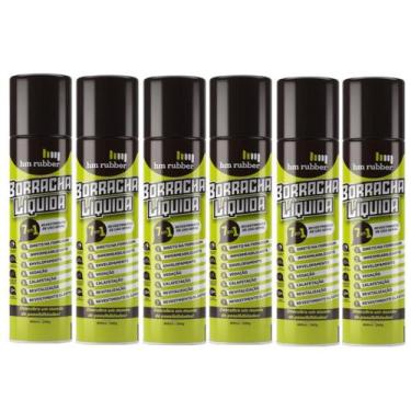 Imagem de Kit 6 Tinta Borracha Líquida Preto Impermeabilizante 400ml Hm Rubber S