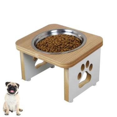 Imagem de Comedouro Pet Cachorro Elevado MDF Linha Basic - Amadeirado - Maderacc