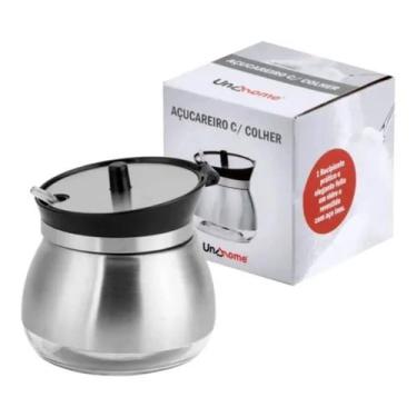 Imagem de Açucareiro com Colher em Aço Inox e Vidro UnyHome