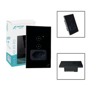 Imagem de Interruptor Inteligente WiFi 2 Botões Touch Com Tomada 16A - Jwcom Sma