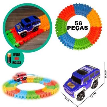 Imagem de Carrinho Trilha Pista Maluca Flexível Com 56 Bloquinhos - Stunt Track 