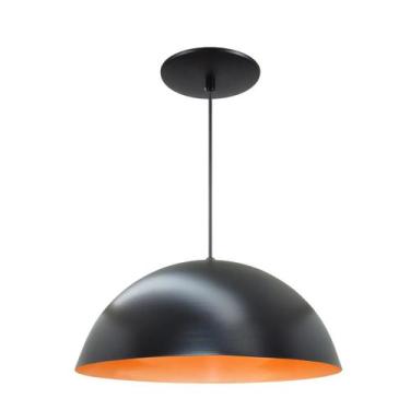 Imagem de Luminária Pendente Meia Lua 34cm Com Interior Laranja Fiação 110/220v 