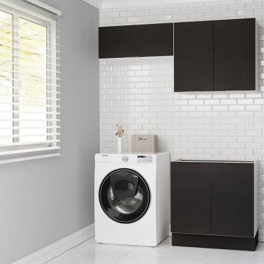 Imagem de Lavanderia Modulada 3 Peças sem Tampo com Rodapé Ipanema Cabecasa Madeiramadeira Grafite Trama