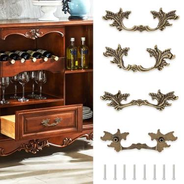 Imagem de Brosay Puxadores de Gaveta Provincial Francesa Estilo Europeu Vintage Puxadores de Gaveta Chique 5 Polegadas Puxadores de Gaveta Chique Gasto para Móveis Armário Porta de Armário 4 Peças (Bronze)