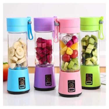 Imagem de Mini Liquidificador Portatil Mixer Juice Garrafa Portátil Cabo USB 6 Lâminas Shake Coqueteleira Eletrica Sem Fio Squeeze Recarregavel Cores sortidas