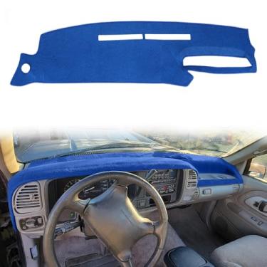 Imagem de HanLanKa Capa de painel Capa de painel Tapete personalizado para Chevrolet Silverado 1995-1996 C1500 C2500 C3500 K1500 K2500 K3500 Tahoe Suburban, GMC Sierra Yukon Camionete suburbana (azul)