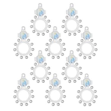 Imagem de COTTVOTT Anel de terço de década, anéis de cruz de rosário de dedo, medalha de bento de exorcismo devocional, rosário, cruz, anel de oração para homens e mulheres, Metal, Sem pedra preciosa