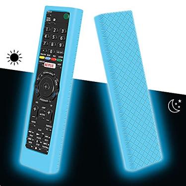 Imagem de Mydrissu Capa protetora de silicone para Sony RMT-TX100 RMT-TX102 RMT-TX200 RMF-TX300 RMF-TX310 Bravia Smart TV Remote Cover de substituição para controle remoto universal Sony (azul brilhante)