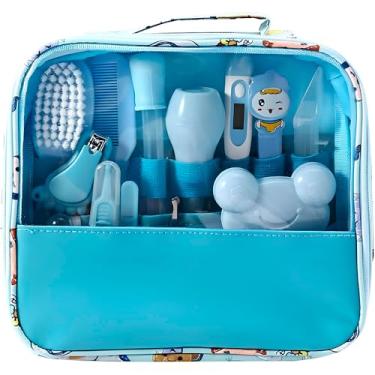 Imagem de Kit Higiene Bebê Completo 13 em 1 - Estojo com Acessórios de Cuidados Essenciais para Maternidade, Bolsa Organizada, Livre de BPA e Seguro para Recém-Nascido (Azul)