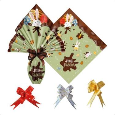 Imagem de Saco Embalagem Ovo Páscoa Prático 25UN com Laços 250 a 350g - Xingó, V