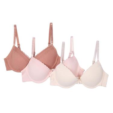 Imagem de TAHARI Pacote com 3 sutiãs de arame estruturado para meninas, Mousse Mocha, 30A