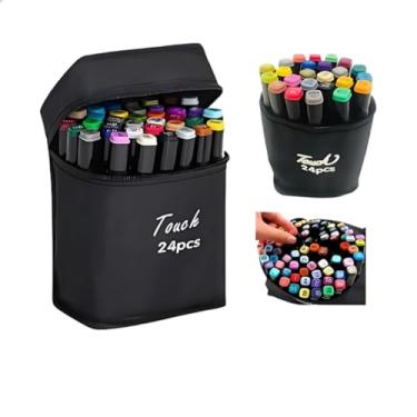 Imagem de Combo de Canetas Touch Marcadoras Dupla Ponta para Arte e Desenho, 24 Cores Vibrantes, Código por Cor, Segurança Certificada, Ideal para Estudantes, Artistas e Adultos – Inclui Caixa Bônus