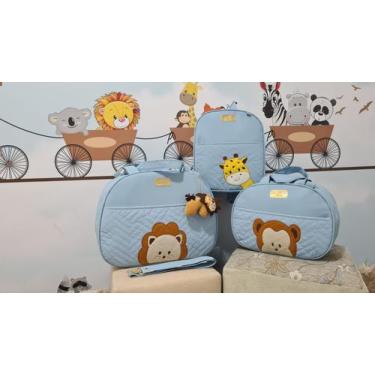 Imagem de kit Bolsa Maternidade safari - Mk baby, azul