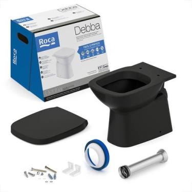 Imagem de Bacia sanitaria roca debba classic convencional matte black + kit inst