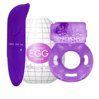 Imagem de Kit Sex shop Brinquedos Eróticos Vibrador Egg Masturbador Anel Paniano