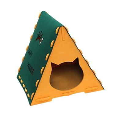 Imagem de IEUDNS Condomínio de cama de gato de gato de feltro confortável (fácil de) de gato de gato interno suprimentos de gato destacável sem derrapagem cama de, Verde Escuro