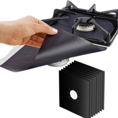 Imagem de Protetor de Fogão 27x27cm Reutilizável Lavável Antichamas 0,08mm – Kit com 4 ou 8 Unidades Preto, Antiaderente, Corte Ajustável, Resistente a Alta Temperatura (8)