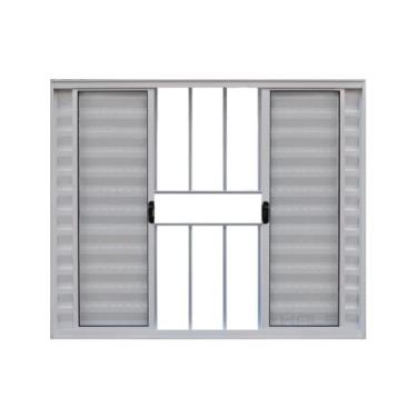 Imagem de Veneziana de Correr 6 Folhas Alumínio Branco  1.00 x 1.00 C/Grade - Ha