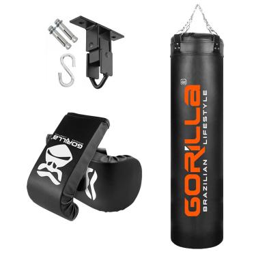 Imagem de Kit Luta - Saco de Pancada 160cm + Luvas Bate Saco - Muay Thai + Suporte Saco Boxe - Suporte de Teto Chumbador Parabolt - Gorilla
