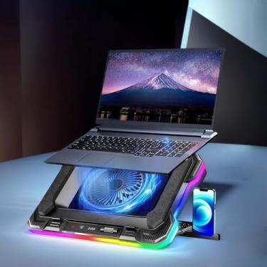 Imagem de Cooler Notebook – Suporte para Notebook Turbo 2200RPM, Base Refrigerada Ventilada para 14-19", RGB Gamer, 7 Ângulos Ajustáveis, Controle Touch – Suporte Notebook Cooler com Display LED e Hub USB
