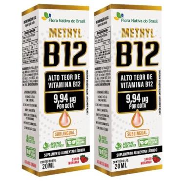 Imagem de KIT 2X Vitamina B12 Sublingual (Metilcobalamina) 9,94 mcg por gota 20ml - Flora Nativa (30ml, Morango)