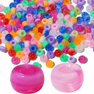 Imagem de Richbunnys 1000 contas de pônei de plástico multicoloridas a granel para artesanato, 6 * 9 mm cores sortidas contas de cabelo, incluindo preto, vermelho, azul, branco para fabricação de pulseiras