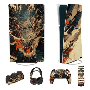 Imagem de PlayVital Conjunto completo de adesivos para ps5 Slim Console Digital Edition (o novo design menor), capa de decalque de vinil para controle ps5 e fone de ouvido, estação de carregamento e controle