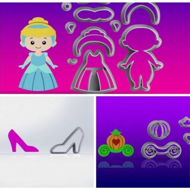 Imagem de Cortador Kit Princesa Cinderela Modular Tamanho 6cm