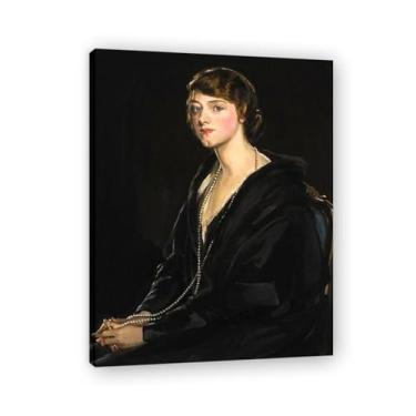 Imagem de Arte em tela "Dignified Lady John Lavery" Iconic Realist Portrait & War Scene – Decoração de parede irlandesa atemporal para casa emoldurada 39,98 x 52 cm