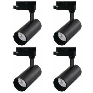 Imagem de Kit 4 Spot Led Mr16 Para Trilho Eletrificado Preto 110/220v 6500k Frio