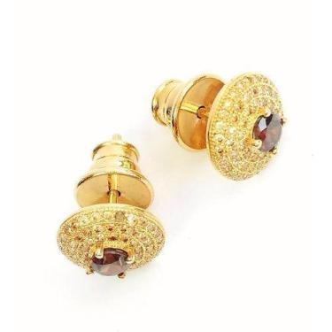 Imagem de Brincos Cristal Cravejados Zirconias Banho Ouro 18k 1340 - Très Chic J