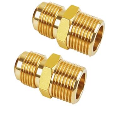 Imagem de Conector macho de latão para linha de gás NPT de 3/10.2 cm, alargador de latão para hidráulico, combustível HVAC, ar, conectores de linha de gás natural - (2 peças)