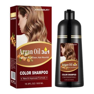Imagem de Shampoo de tintura de cabelo Agthyuve Dark Brown 500mL com óleo de arg