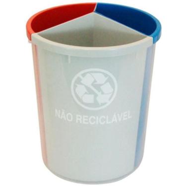 Imagem de Lixeiras Plástico Com 3 Divisões Coleta Seletiva 2 Unidades