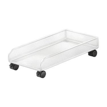 Imagem de Ｂｅｓｇａ Cesta de armazenamento com rodinhas, organizador de banheiro, fácil acesso com rodas, prateleira de armazenamento embaixo do armário, organizador para, White L