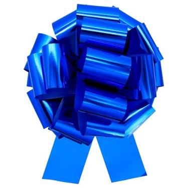 Imagem de sxvblly Laços grandes azuis brilhantes de 30,5 cm, laço grande para presente, arco gigante adequado para bicicletas, eletrodomésticos, caixa de presente grande, decorações de mesa e decorações de casa