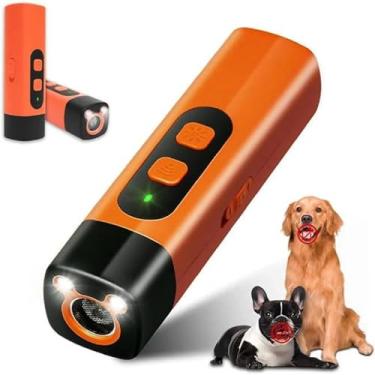 Imagem de GXMRHWY Repelente ultrassônico portátil para cães de estimação, dispositivo de prevenção de latidos para cães, equipado com lanterna de LED, dispositivo de treinamento de cães, equipado com chip