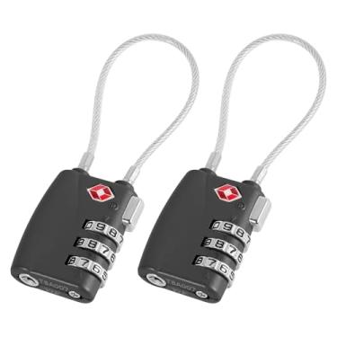 Imagem de UKQRRTC Trava de combinação de bagagem, trava de mala de viagem de liga de zinco, cadeado de cabo com código reinicializável de 3 dígitos para malas, mochilas, armários de academia, caixas de