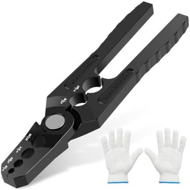 Imagem de Tubo de cobre manual arredondado, 6 furos 1/10.2 cm 3/20.3 cm 1/5.1 cm 5/20.3 cm 3/10.2 cm 7/20.3 cm Alicate reparador de tubos, arredondador de tubo com luvas para refrigerante cobre, alumínio e