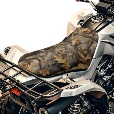 Imagem de Wanyint Capa de assento ATV para Honda TRX250X e Yamaha Grizzly 700, 63 x 25 cm, impermeável, elástico, durável, resistente, protetor de assento de quadriciclo para terrenos acidentados, camuflagem