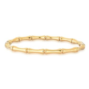 Imagem de Bracelete Estlilo Bambu, Aço Banhado Ouro 18k - 22cm Unissex