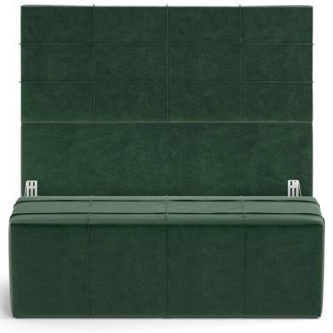 Imagem de Kit Cabeceira Cama Box Casal 140cm com Calçadeira Roma W01 Couríssimo Verde - Lyam
