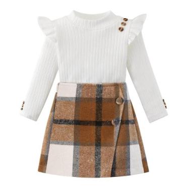 Imagem de Conjunto de roupas Patgoal Baby Girl Ruffle Ribbed de manga comprida