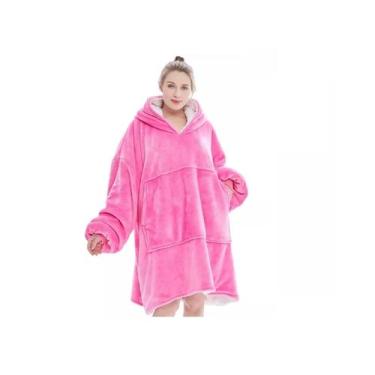 Imagem de Cobertor de pelúcia Sherpa Fleece, suéter com capuz Poleron, unissex -