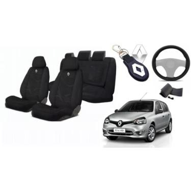 Imagem de Kit Personalizado Alto Padrão Tecido Clio 2012-2018 + Volante + Chavei